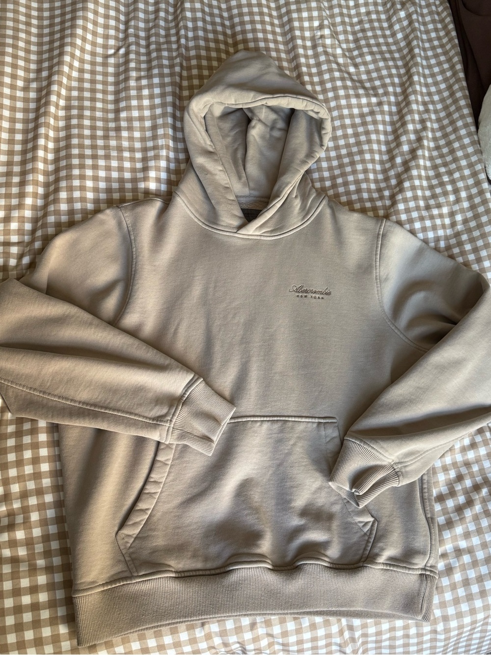Abercrombie & Fitch Essential Popover Embroidered Hoodie – Beige/Brown